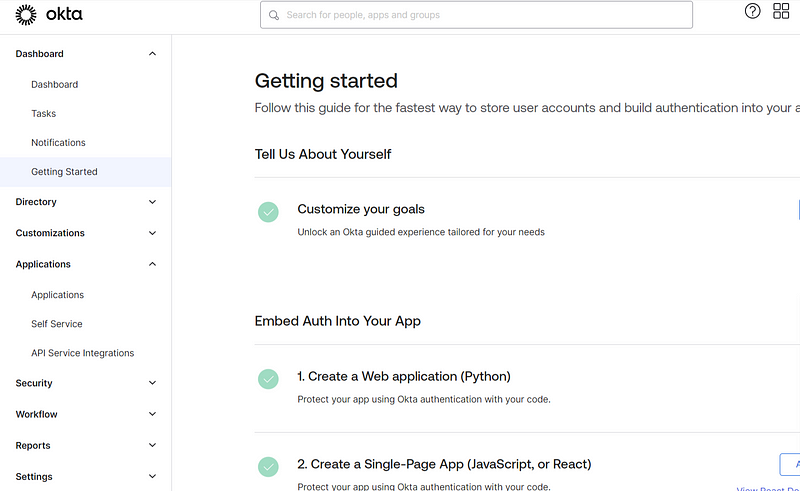 Okta Dashboard