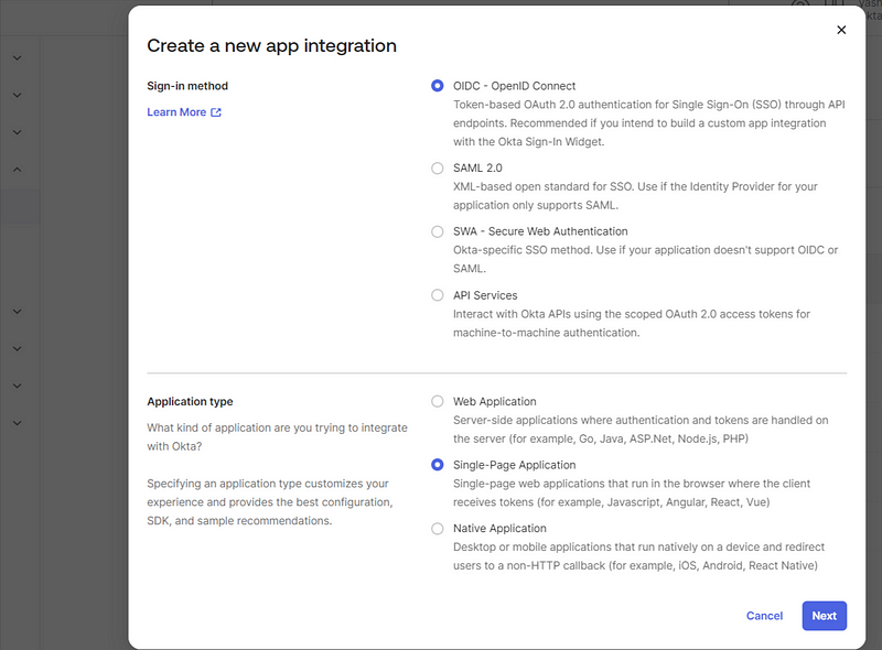 Create New Application
