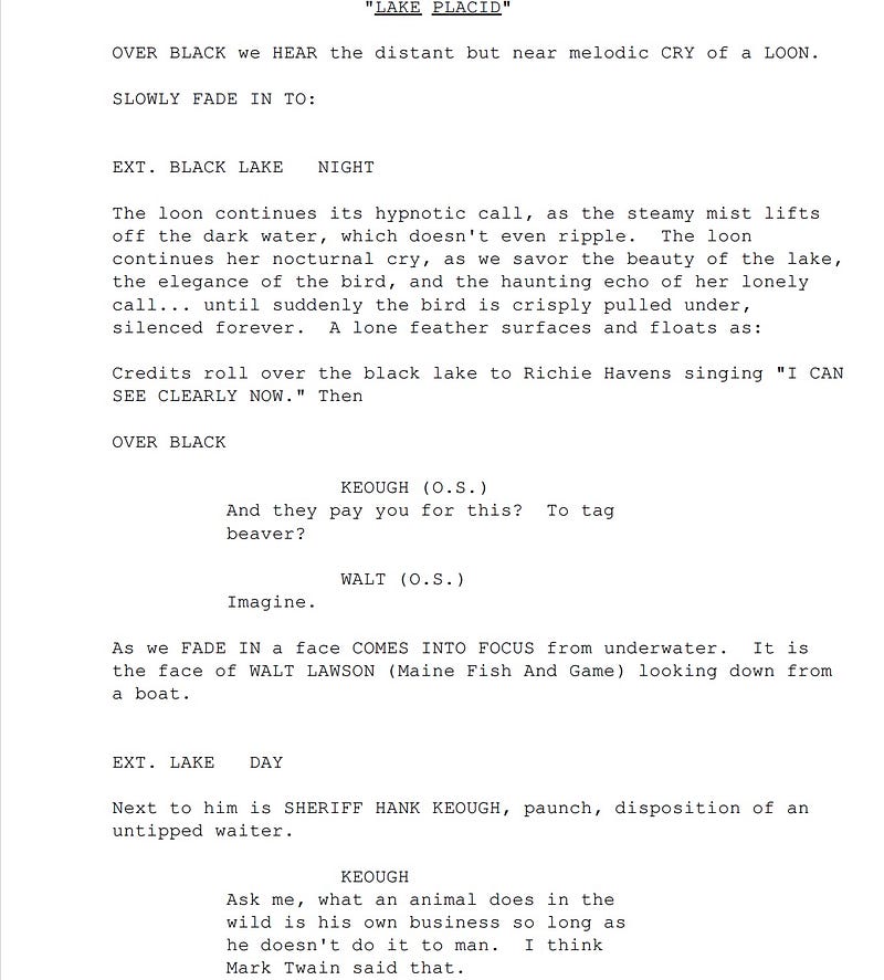 Page One: “Lake Placid” (1999)