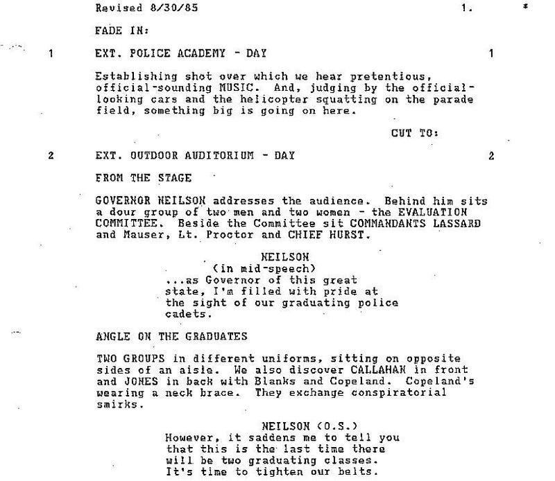 Page One: “Police Academy 3: Back in Training” (1986)
