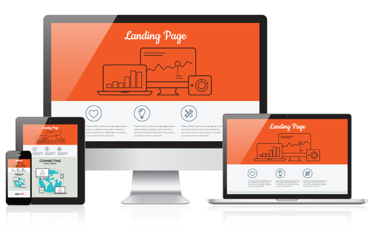 several screens with a landing page on each screen