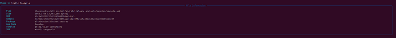 Android APK tool — Phase 1 static analysis