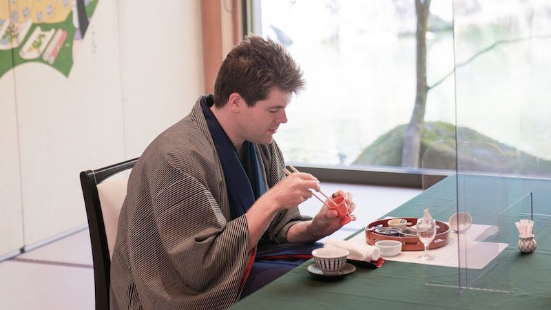 Donny Kimball eats a kaiseki course meal at Akizuki’s Seiryuan ryokan