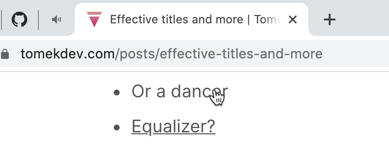 Animation showing a dancer dancing to a music in a title of a page