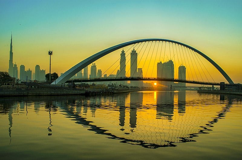 Tolerance Bridge and skyline in Dubai