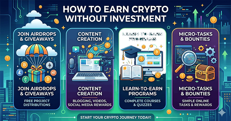  How to Earn Crypto Without Investment (Beginner-Friendly Guide 2026)