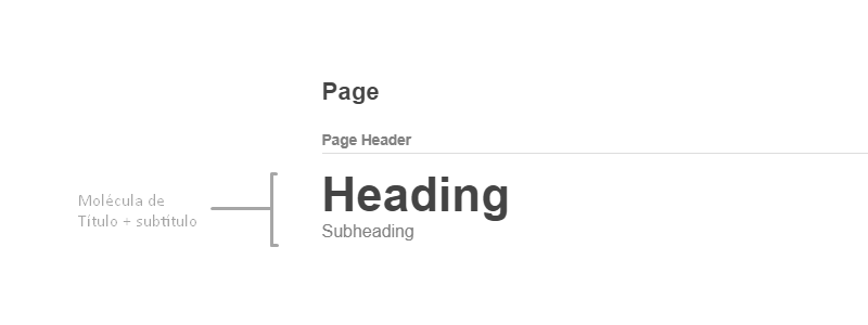 Molécula formada pela união do título e subtítulo — Exemplo de Design Atômico