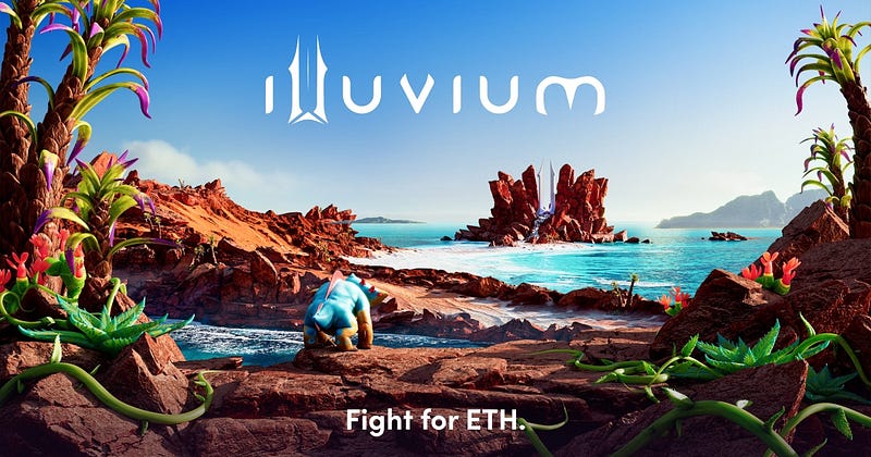 Title scene of Illuvium. Atlas is looking out over the vast world of Illuvium.