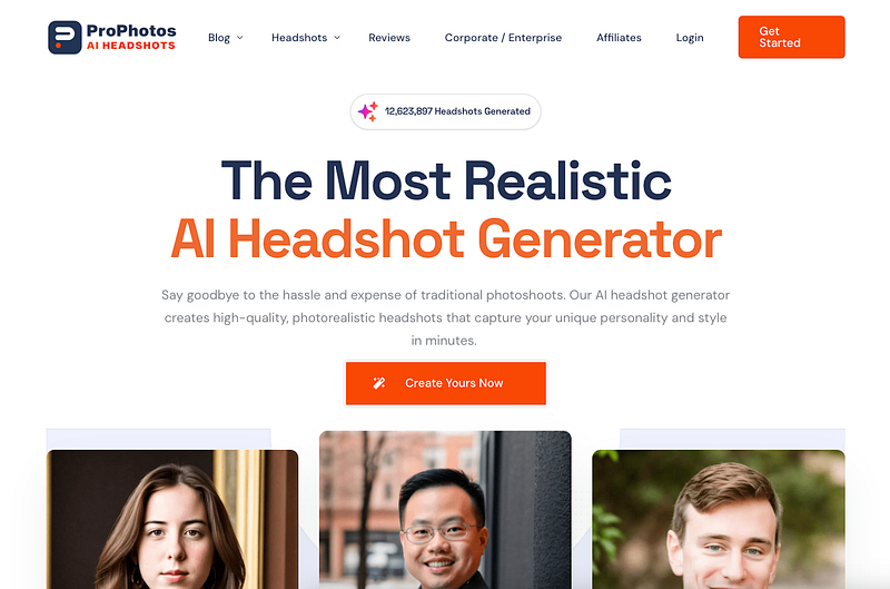 prophotos ai headshots page