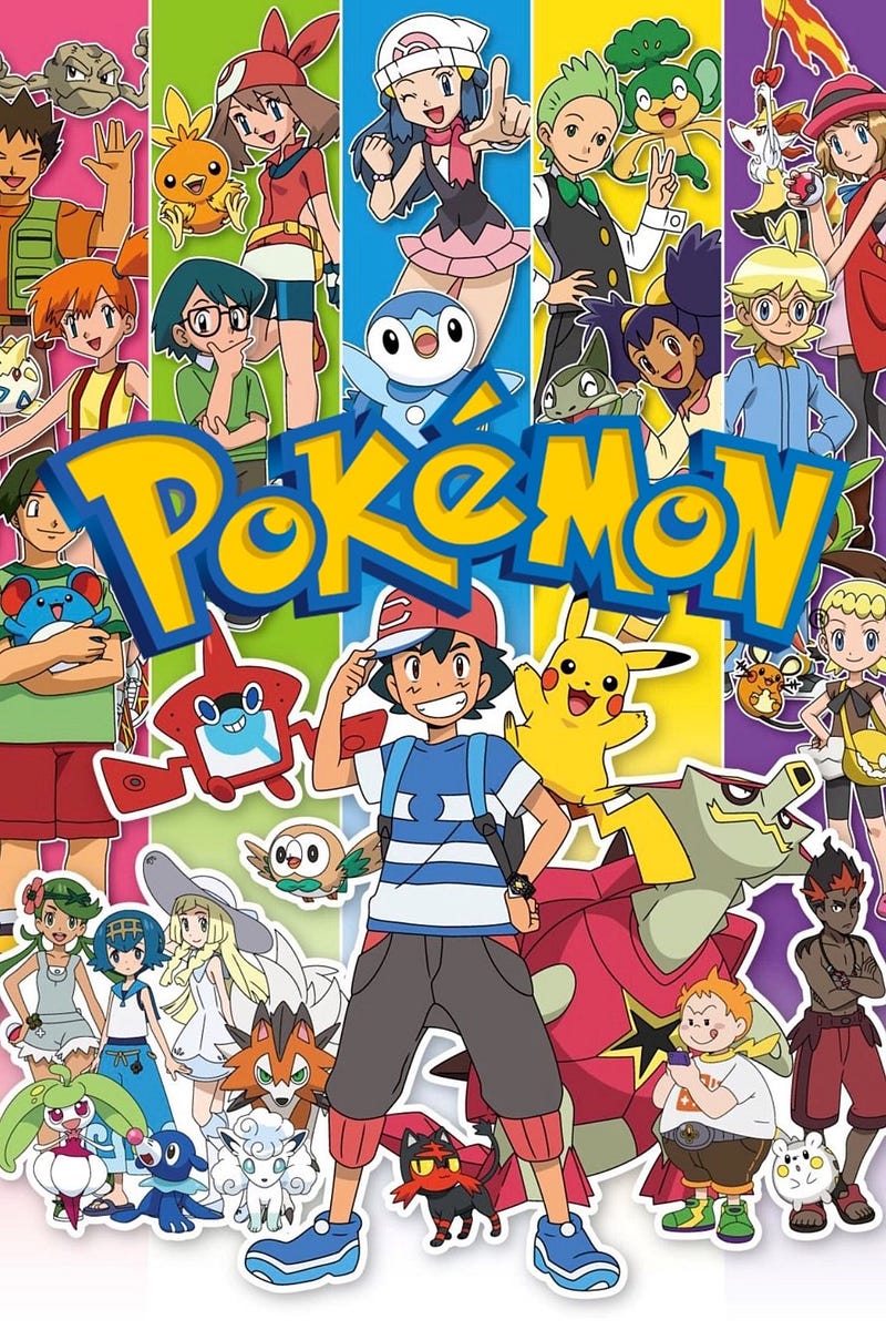 Ash and Pikachu pose with others in Pokemon.