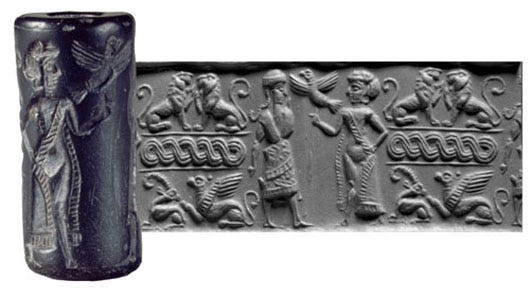 Sumerian cylinder seal, before 1900 BCE