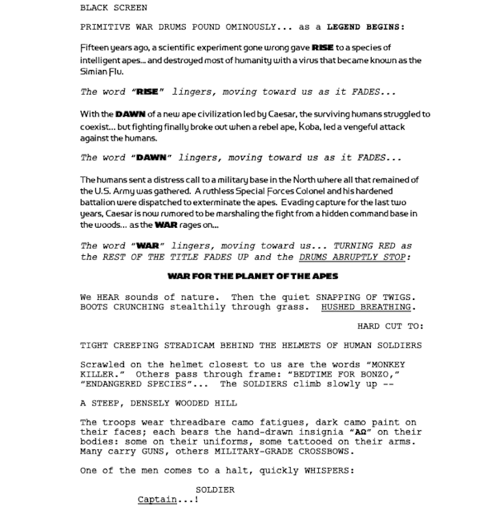 Page One: “War for the Planet of the Apes” (2017)