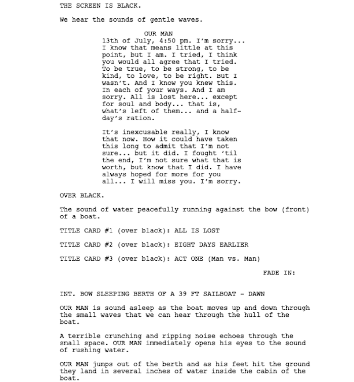 Page One: “All Is Lost” (2013)