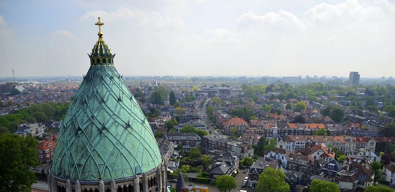 view across the city of Haarlem from the St. Bavo Church