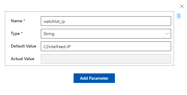 Example of configuring an automation parameter.