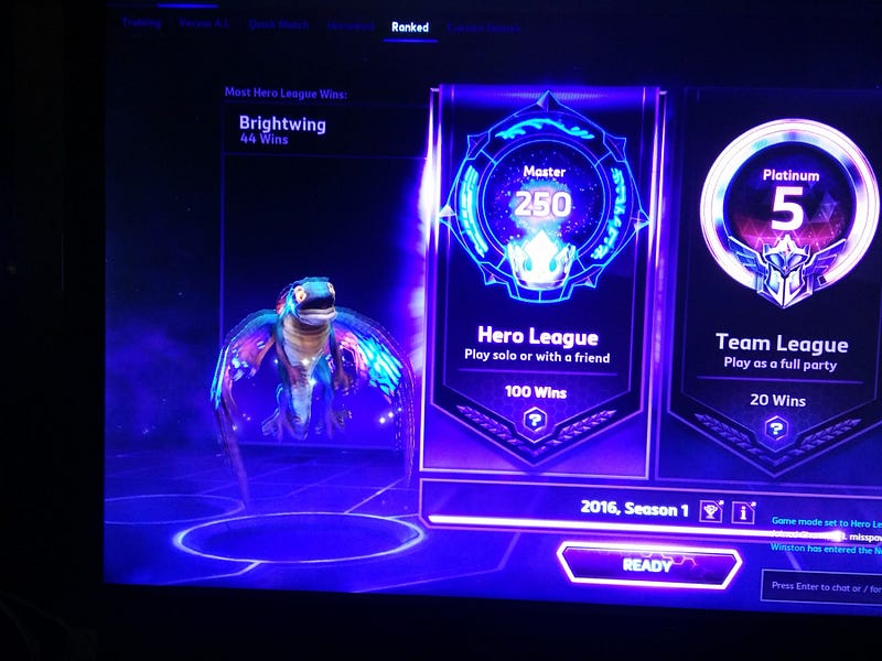 Ranking system in Heroes of the Storm, reaching Master.