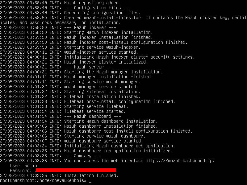 Wazuh successfully installed