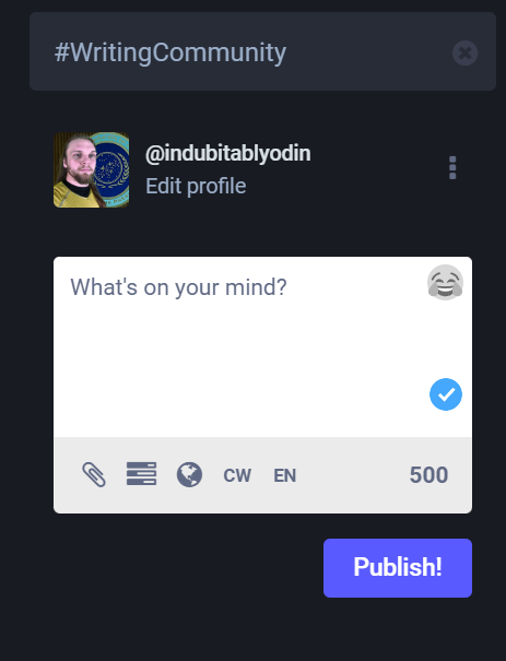 The post composition Window for Mastodon