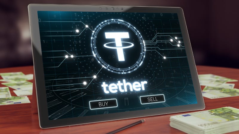 Tether card with buy/sell buttons