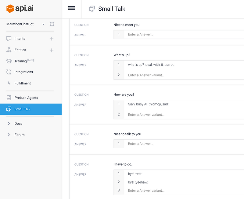 Singlish Marathon Chatbot with NodeJS, AWS and API.ai