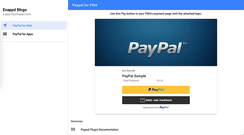 HomePage UI for PayPal PWA implementation
