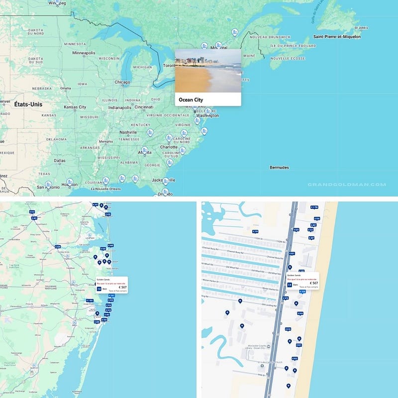 Golden Sands Ocean City Hotel Review - location map - Grand Goldman