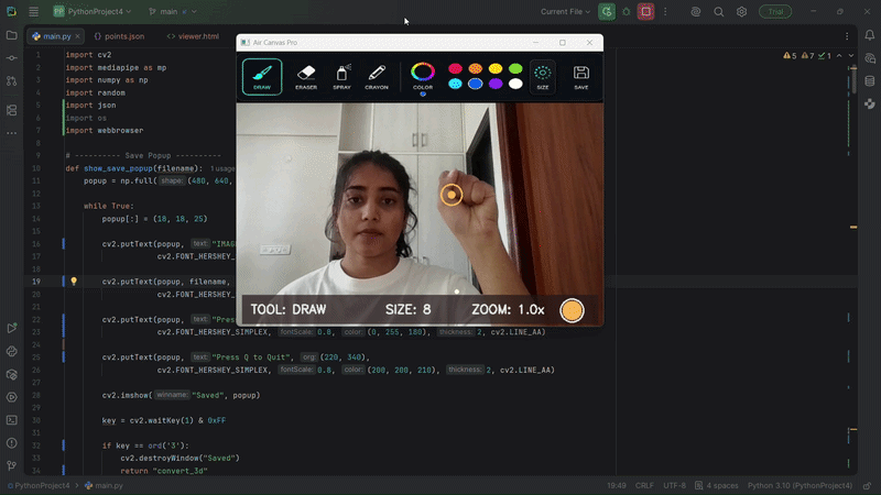 Building an Air Canvas with MediaPipe and Turning It into 3D (My Experience)