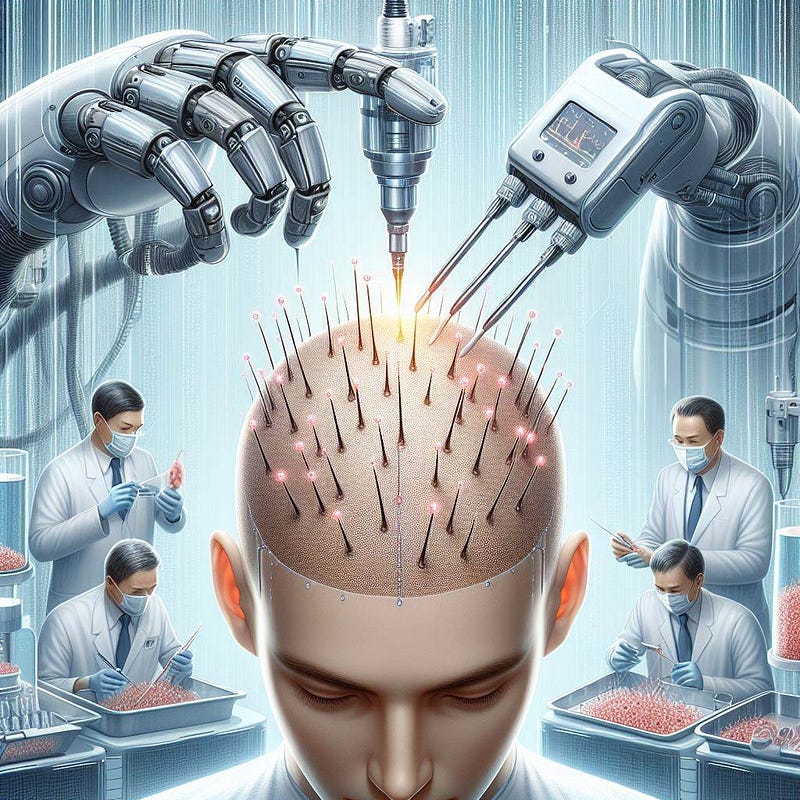 Minimally invasive FUE hair transplant technique showing individual follicle extraction with emphasis on shedding, thinning, and regrowth, highlighting the advanced, non-invasive surgical option for hair loss treatment.