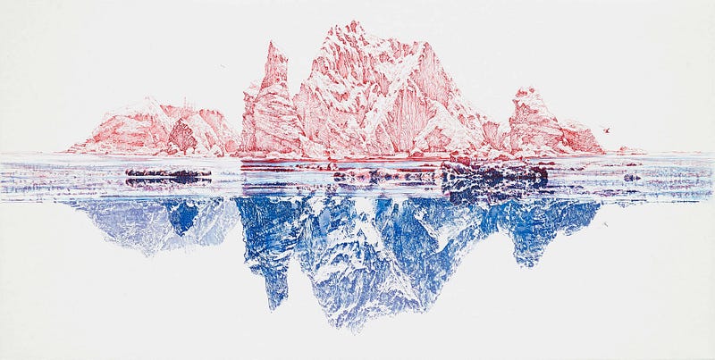 collaboration art piece #1: Pen Drawing of Dokdo (photo from Pulse 9 website)