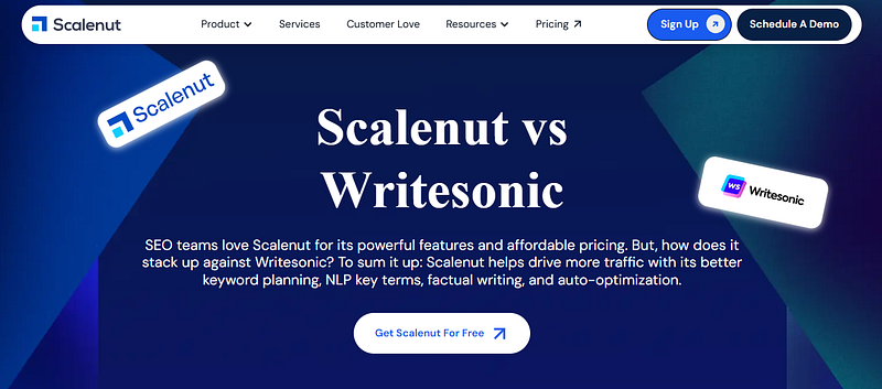 scalenut vs writesonic compairson page example at AISO Blog