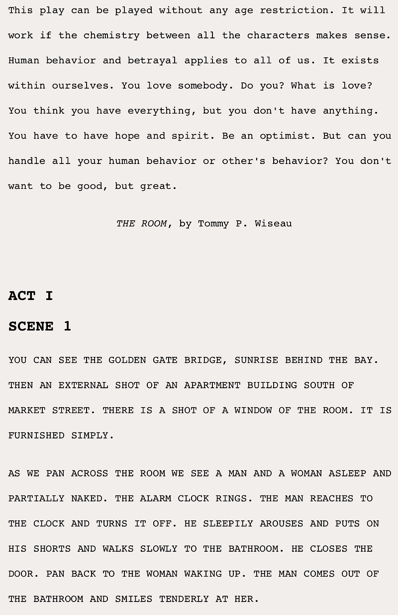 Page One: ‘The Room’ (2003)