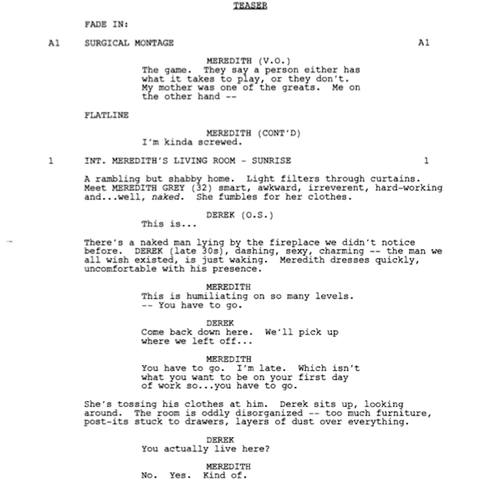 Page One: “Grey’s Anatomy”