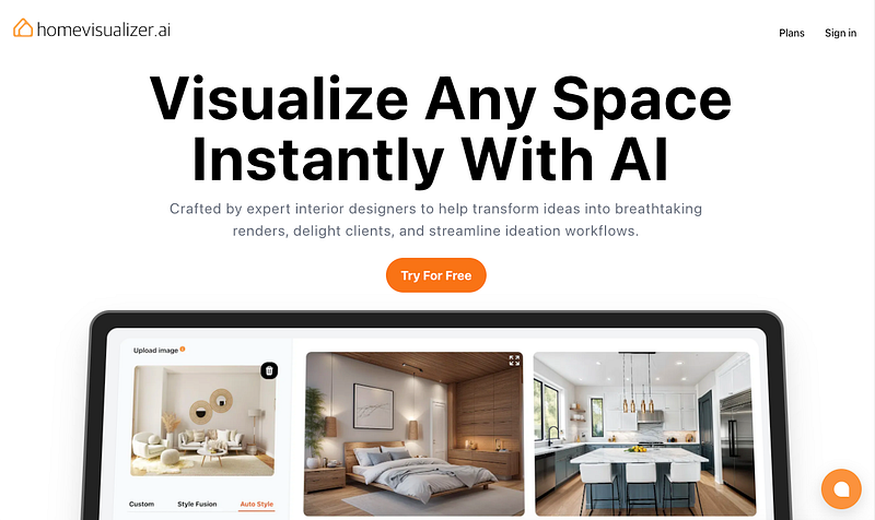 Homevisualizer AI designs homepage