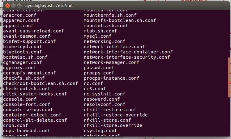 Configuration files present in the init folder