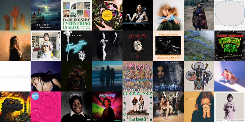 A grid featuring a wide variety of albums that came out this year, including those on this list and those that are not, but a
