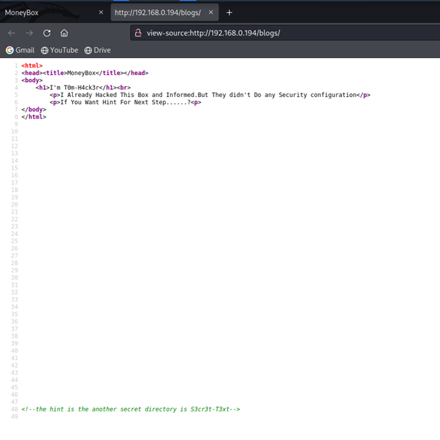 Checking the source code of the page.