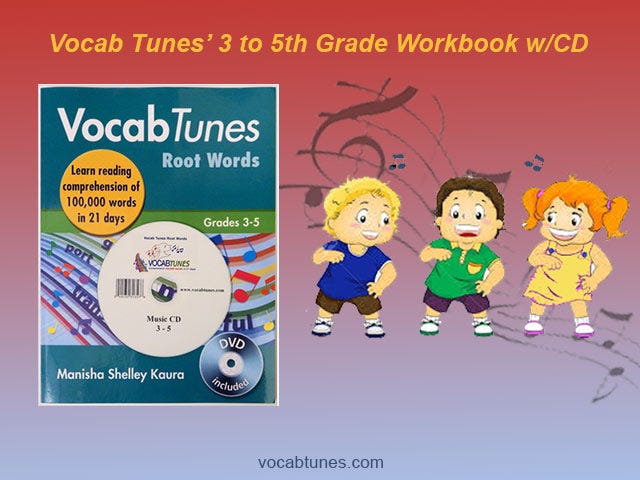 Vocab Tunes' Root Word Grade 3-5 Workbook w/CD