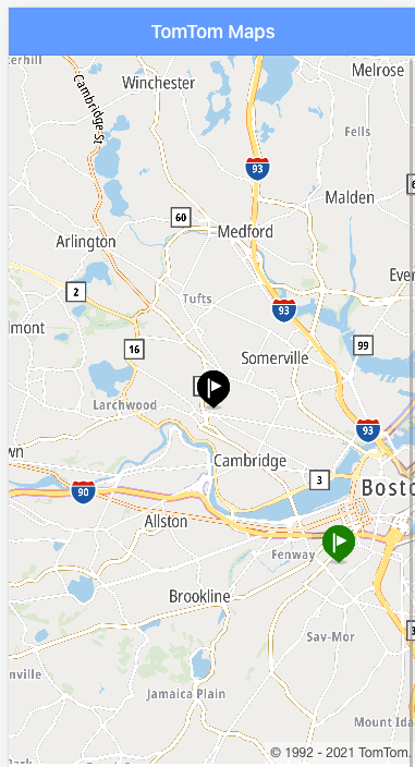Showing multiple markers on the map using geolocation — TomTom maps in Ionic