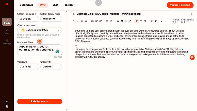business idea pitch example on aiso.blog