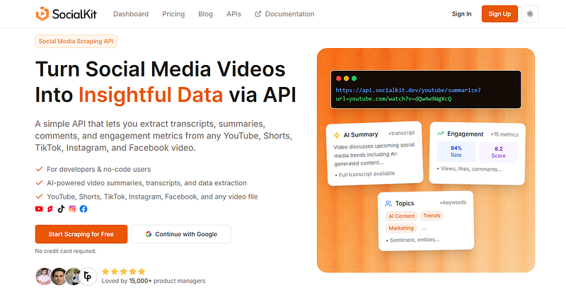 SocialKit Social Media Scraping API For Sale On AISO Blog