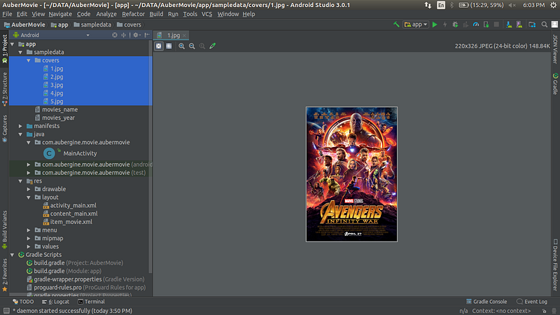 Sampledata folder with movie posters in the covers directory