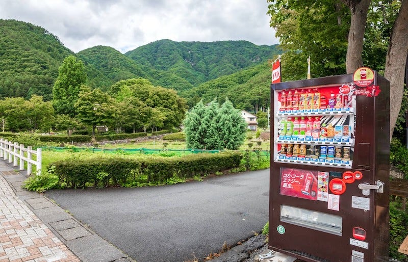 Be it on the top of mountains or in historic towns, vending machines are everywhere in Japan
