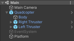 2D Rotorcopter Mechanics and PID Control with Unity