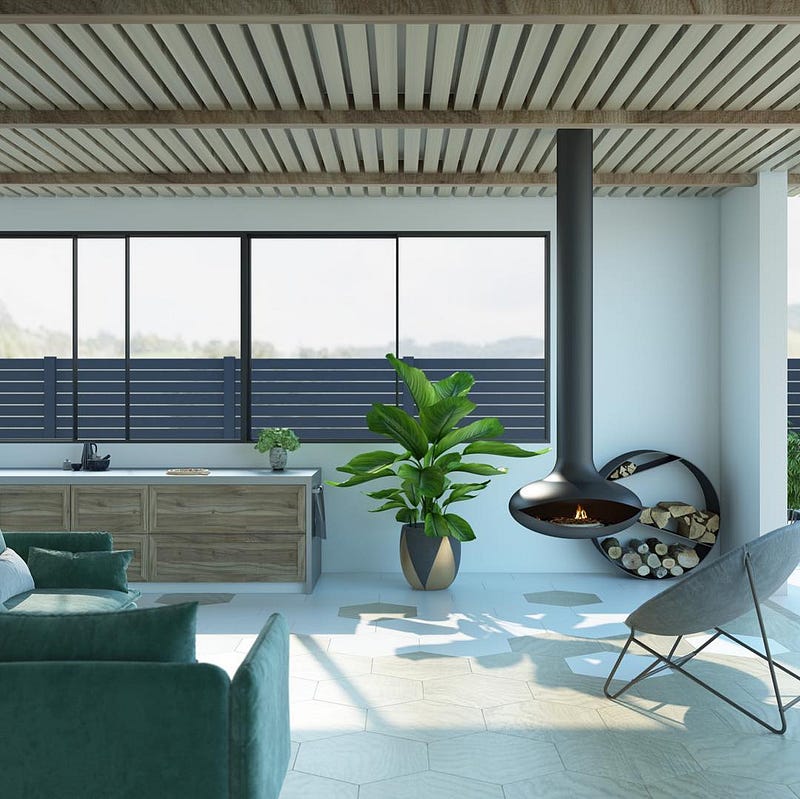 Modern wood fireplace