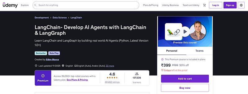 Develop AI Agents with LangChain and LangGraph — Udemy