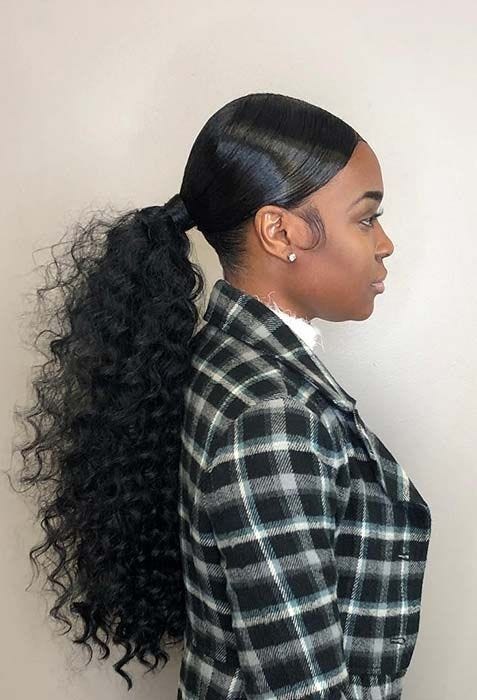 Rock Your Natural Deep Waves with Low Ponytail