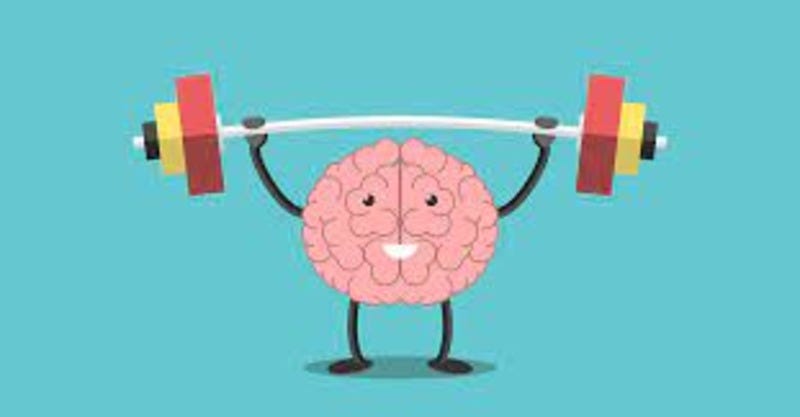 animated brain lifting weights