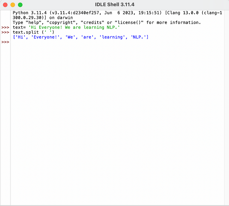 code screenshot of tokenization
