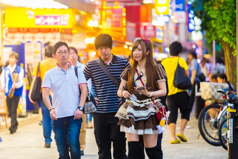 Some nerds in Japan walk with a made in Tokyo’s Akihabara district