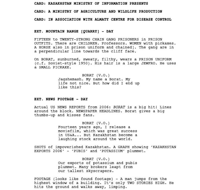 Page One: “Borat Subsequent Moviefilm” (2020)